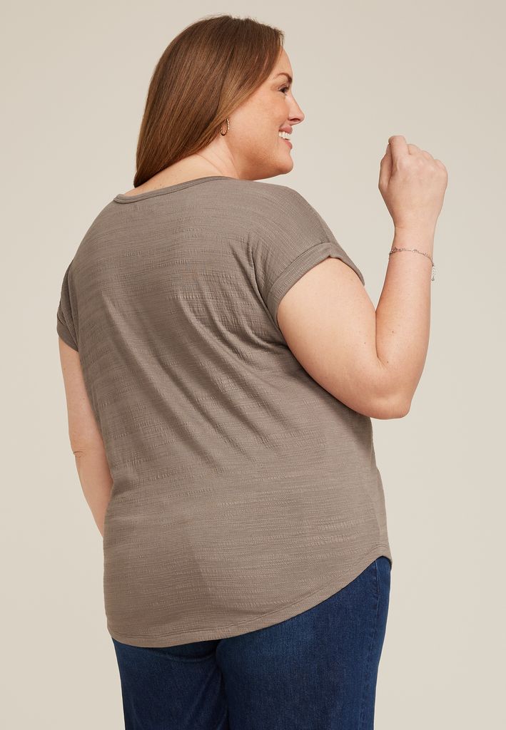 Plus Size 24/7 Clara Textured Short Sleeve Tee - Image 2