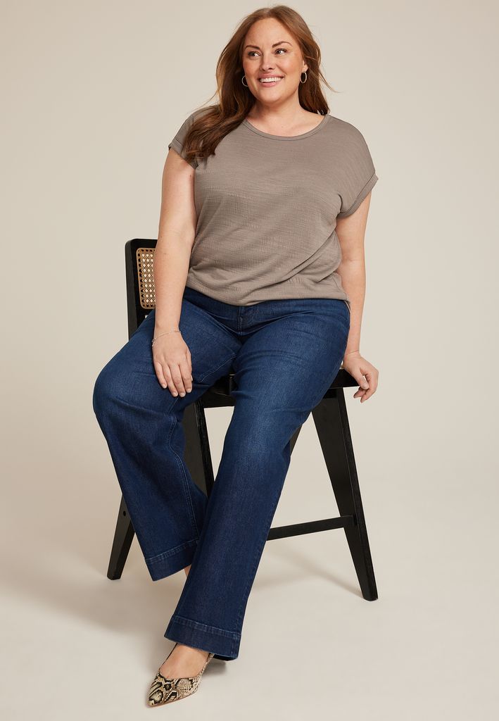 Plus Size 24/7 Clara Textured Short Sleeve Tee - Image 3
