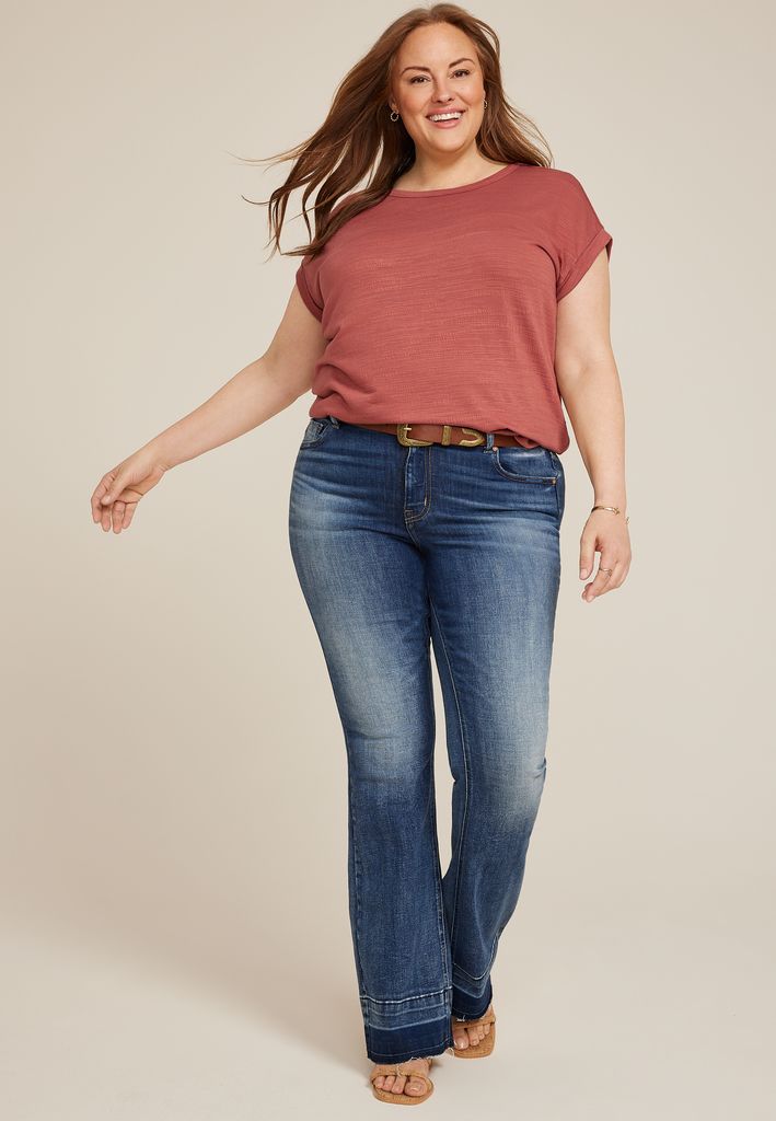 Plus Size 24/7 Clara Textured Short Sleeve Tee - Image 3