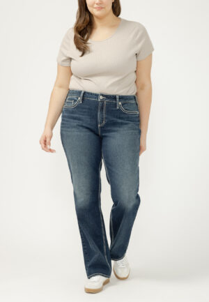 Plus Size Silver Jeans Co.? Suki Curvy Mid Rise Vintage Thick Stitch Slim Boot