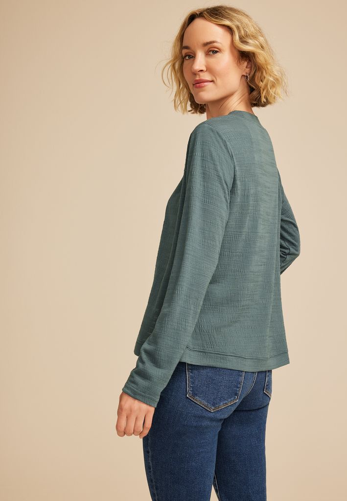 Textured Curved Hem Cardigan - Image 2