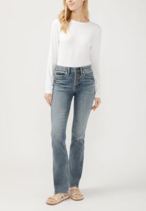 Silver Jeans Co.&reg; Avery Curvy High Rise Button Fly Slim Boot Jean