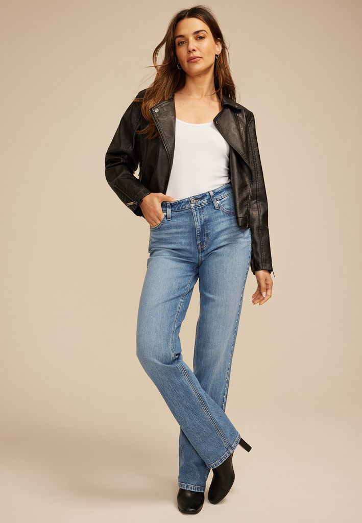 edgely™ High Rise Studded Relaxed Straight Jean - Image 3