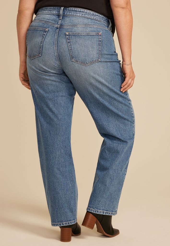 Plus Size edgely™ High Rise Studded Relaxed Straight Jean - Image 2
