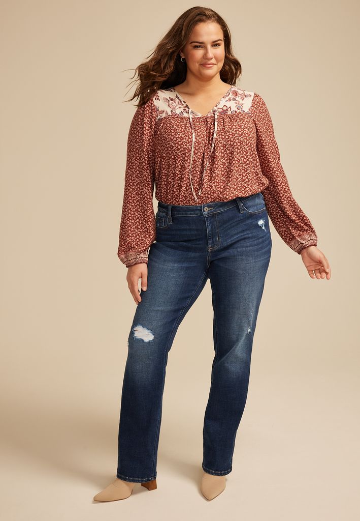 Plus Size edgely™ Mid Rise Ripped Slim Boot Jean