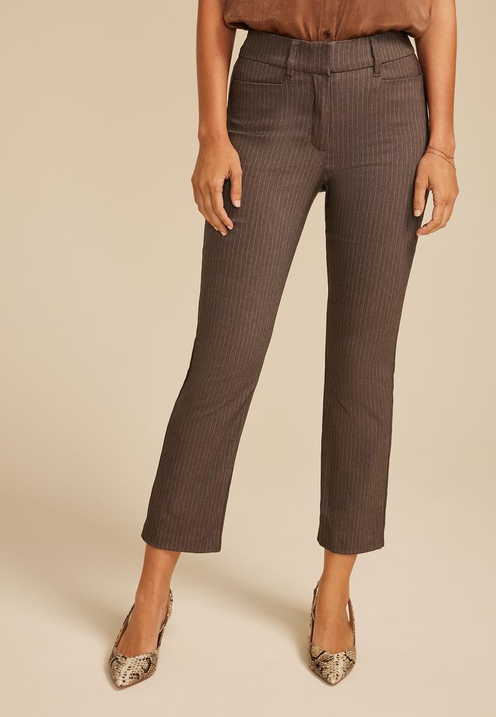 Bengaline Striped Mid Rise Slim Straight Pant - Image 3