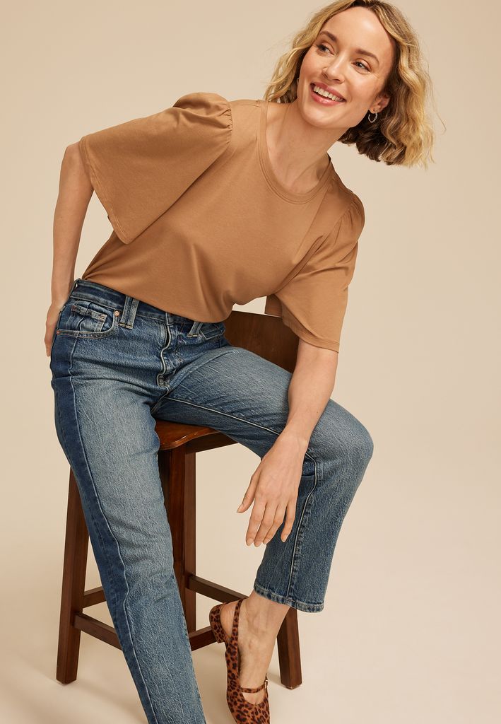Solid Flutter Sleeve Tee - Image 3