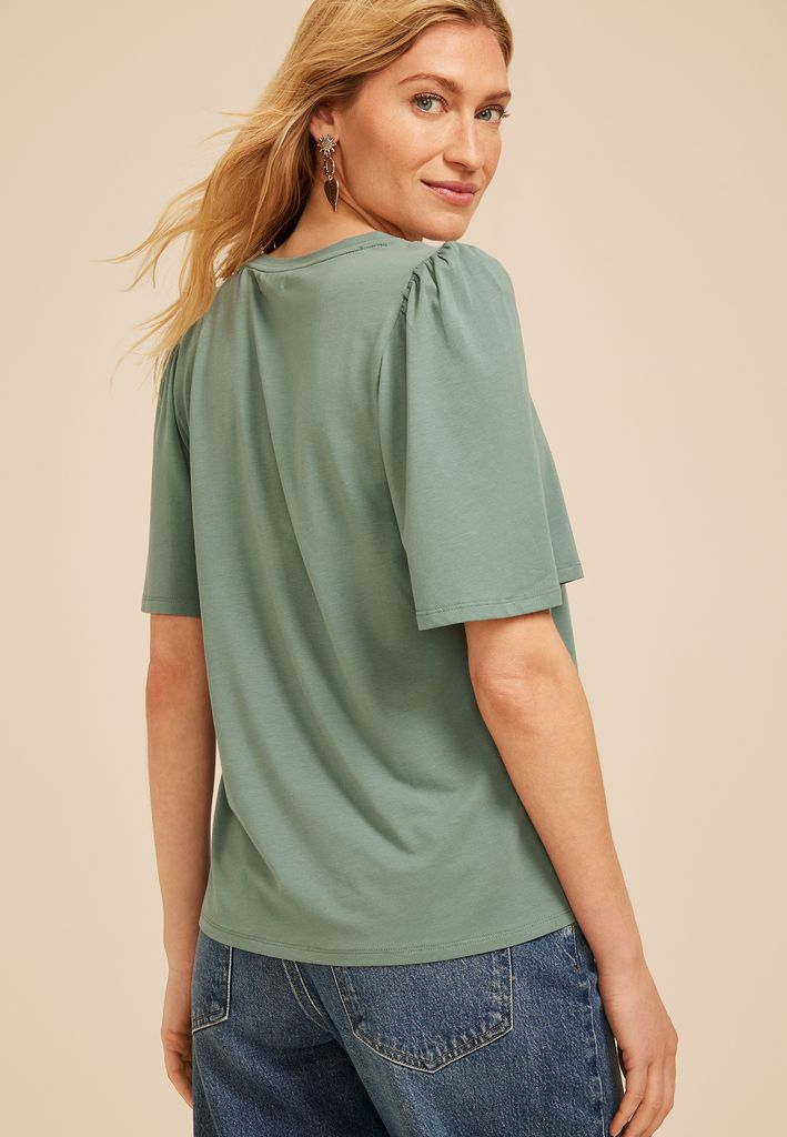 Solid Flutter Sleeve Tee - Image 2
