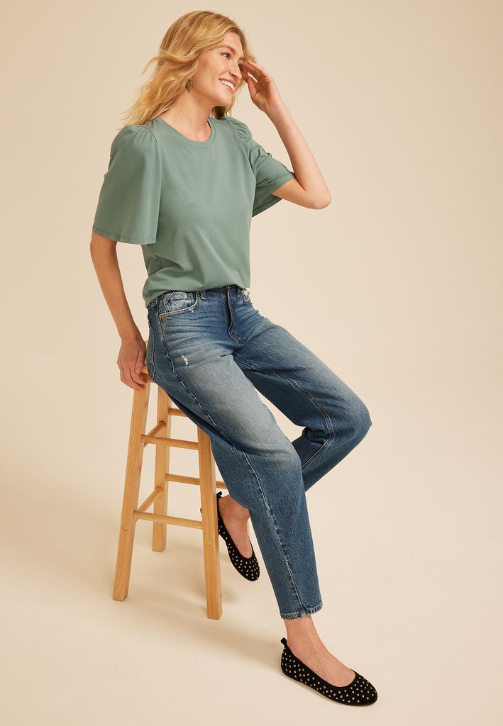 Solid Flutter Sleeve Tee - Image 3