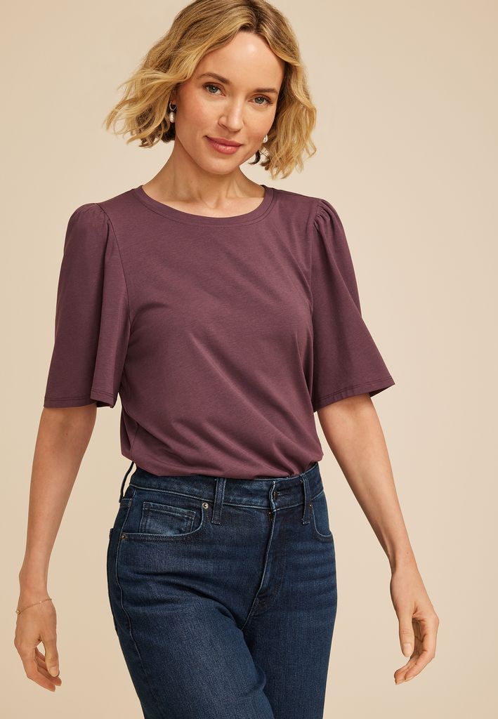 Solid Flutter Sleeve Tee - Image 3
