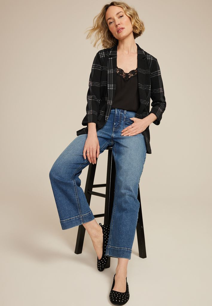 Plaid Versa 3/4 Sleeve Blazer - Image 3