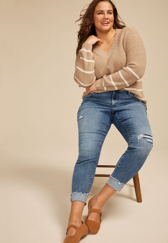 Plus Size m jeans by maurices™ Cool Comfort Mid Rise Backed Ripped Ankle Jegging - Image 3