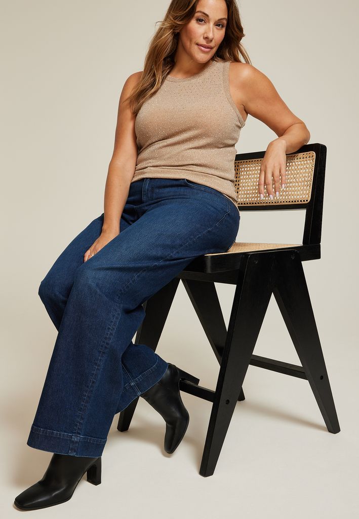 Plus Size Rhinestone Embellished Tank Top - Image 3