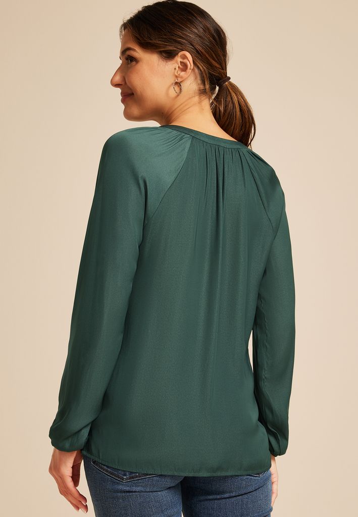 Henley V Neck Blouse - Image 2