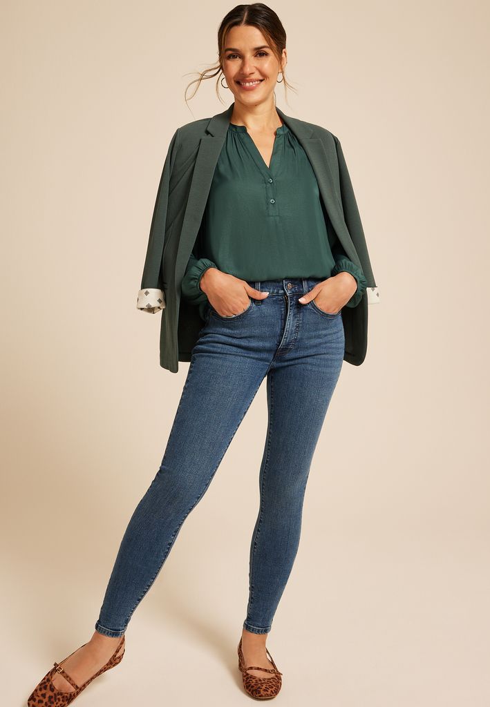 Henley V Neck Blouse - Image 3