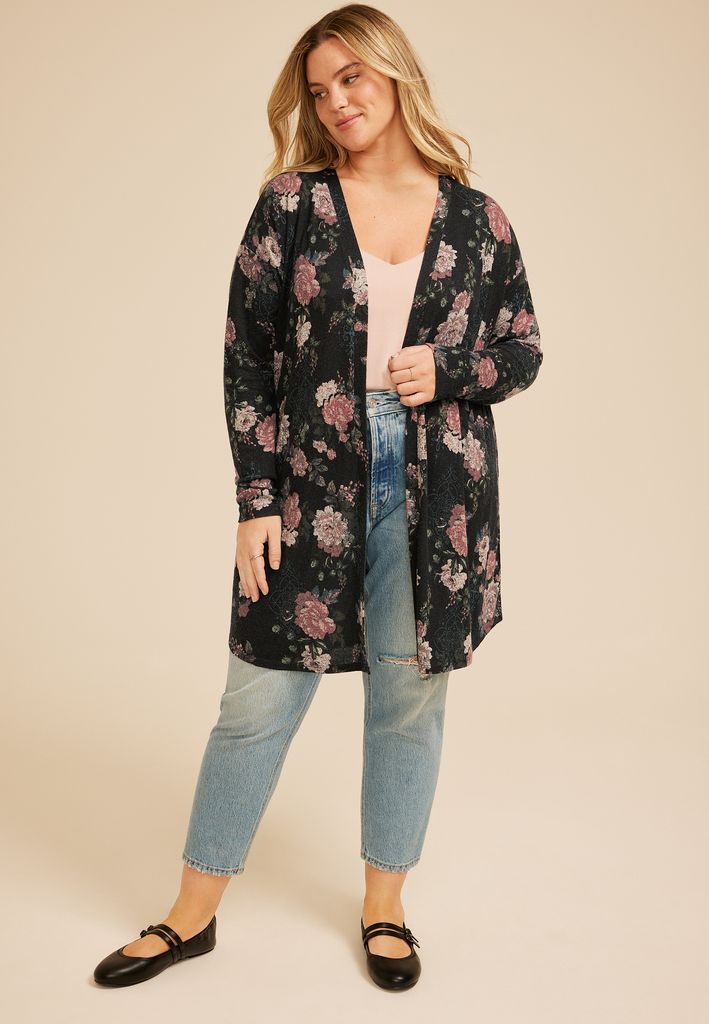 Plus Size Hacci Printed Cardigan - Image 3