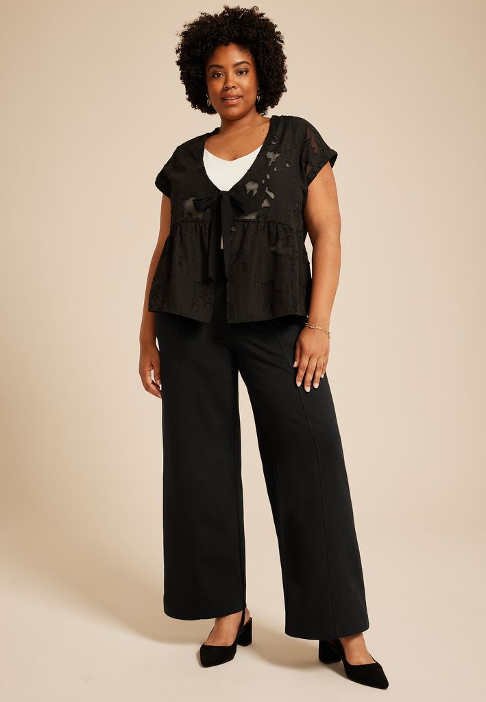 Plus Size Knit High Rise Wide Leg Pant - Image 3
