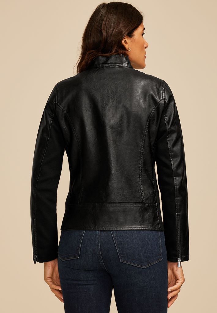 Faux Leather Biker Jacket - Image 2