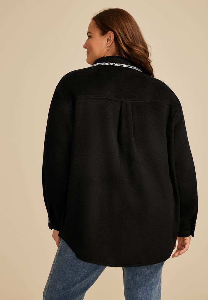 Plus Size Whipstitch Shacket - Image 2