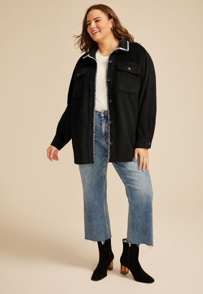 Plus Size Whipstitch Shacket - Image 3