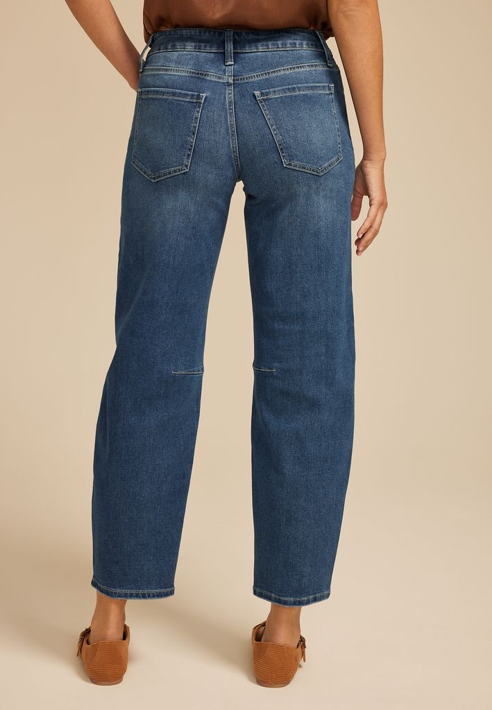 Dark Mid Rise Barrel Jean - Image 2