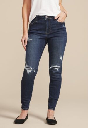m jeans by maurices™ Dark Cool Comfort High Rise Backed Ripped Jegging