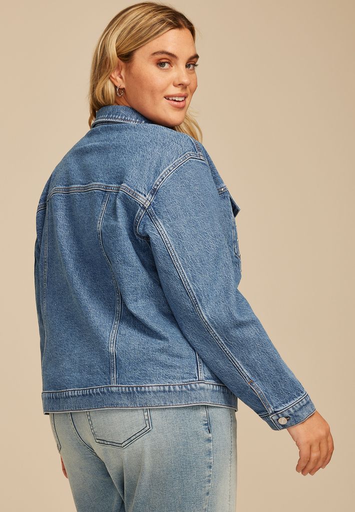 Plus Size Studded Denim Jacket - Image 2