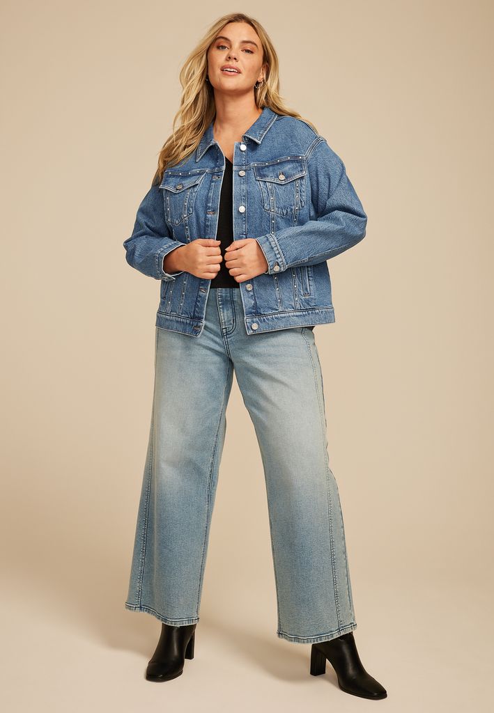 Plus Size Studded Denim Jacket - Image 3