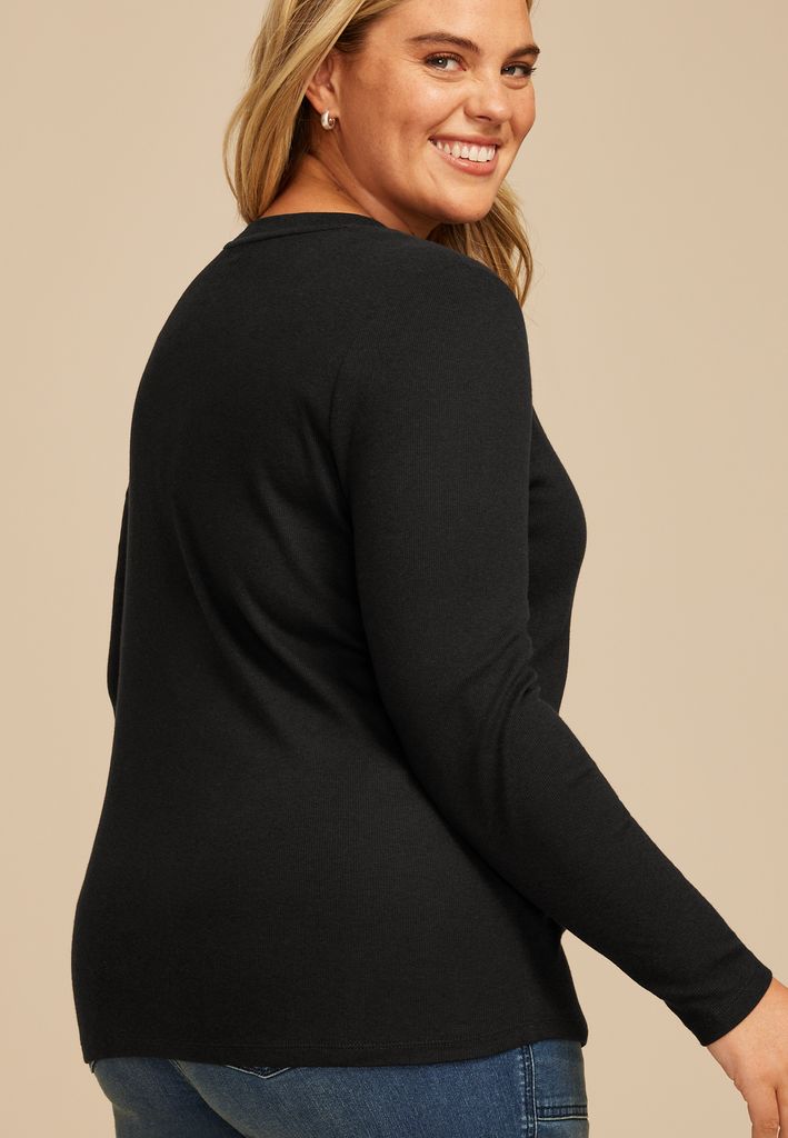Plus Size 24/7 Ada Ribbed Long Sleeve Tee - Image 2