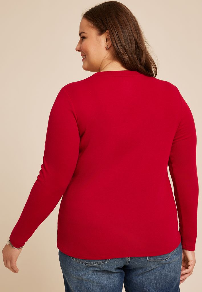Plus Size 24/7 Ada Ribbed Long Sleeve Tee - Image 2