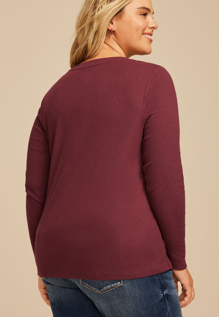 Plus Size 24/7 Ada Ribbed Long Sleeve Tee - Image 2