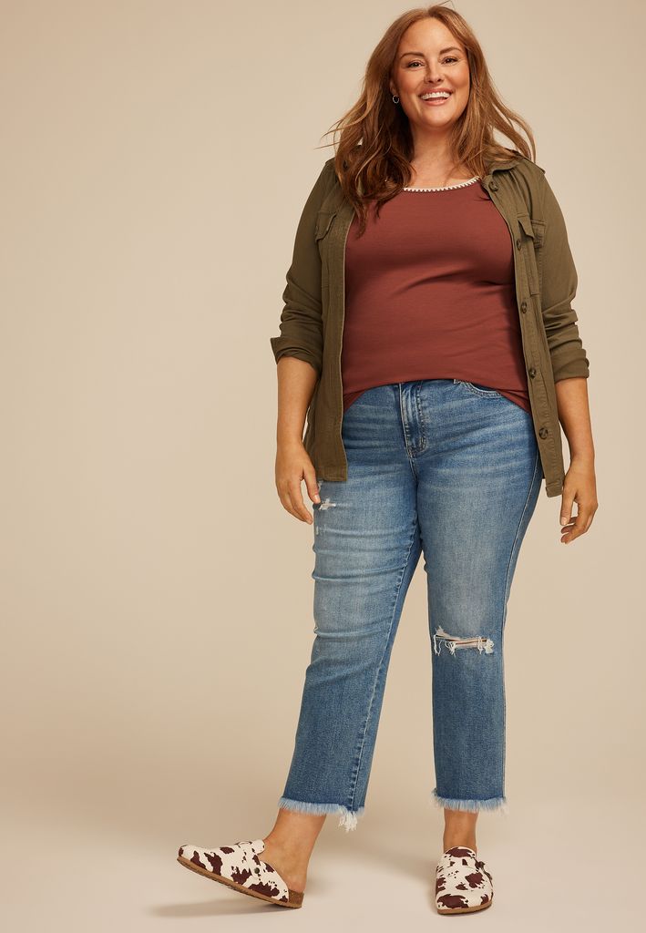 Plus Size Whipstitch Embroidered Tank Top - Image 3