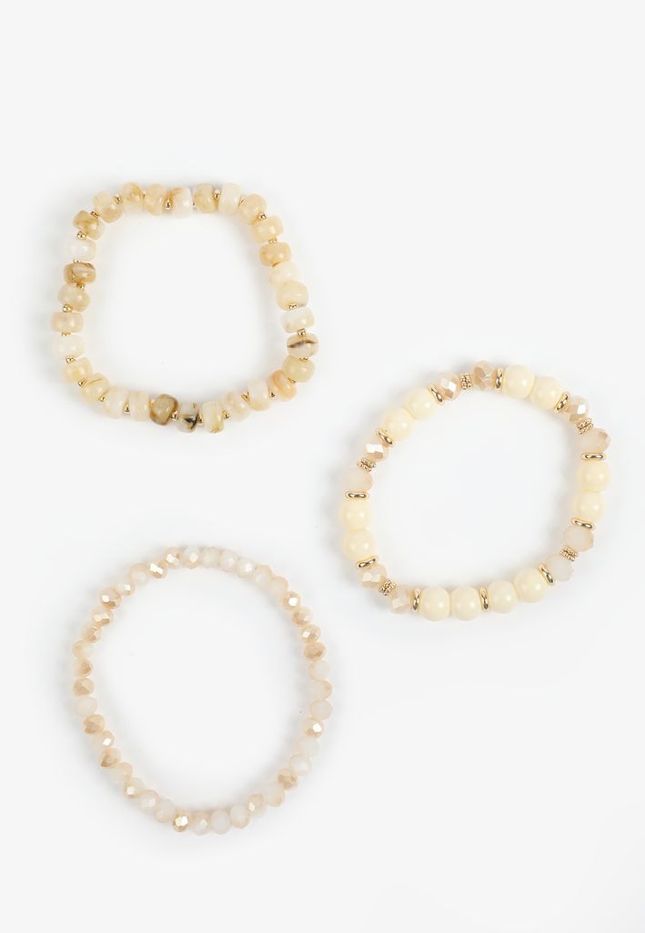 3 Pack Cream Stretch Bracelet Set - Image 2
