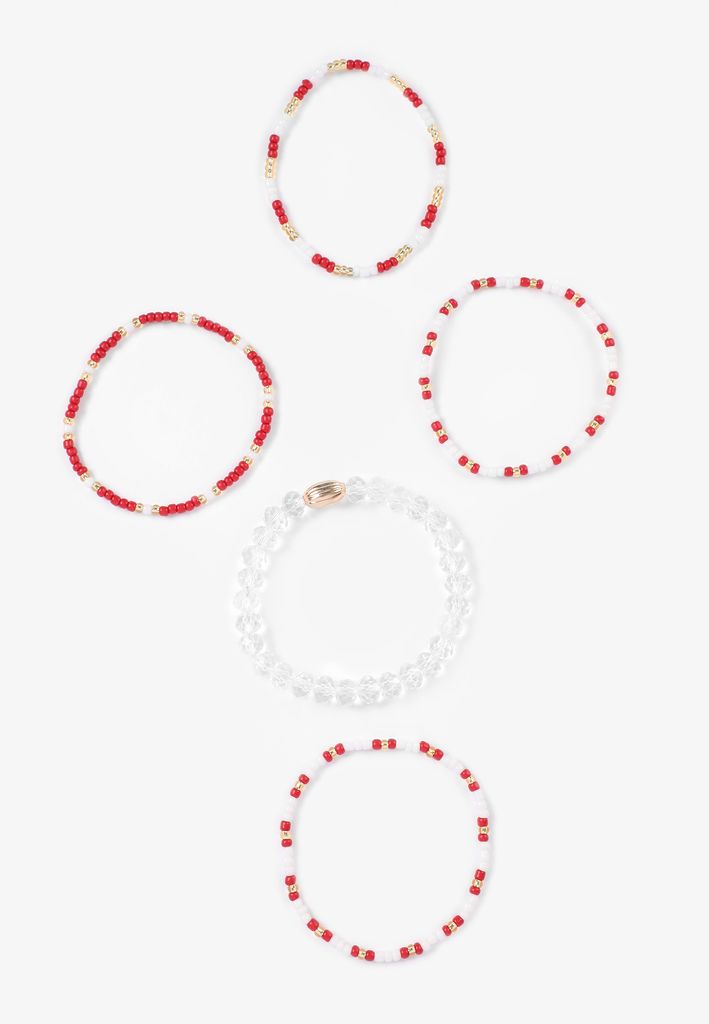 Game Day Maroon And White Stretch Bracelet Set - Image 2