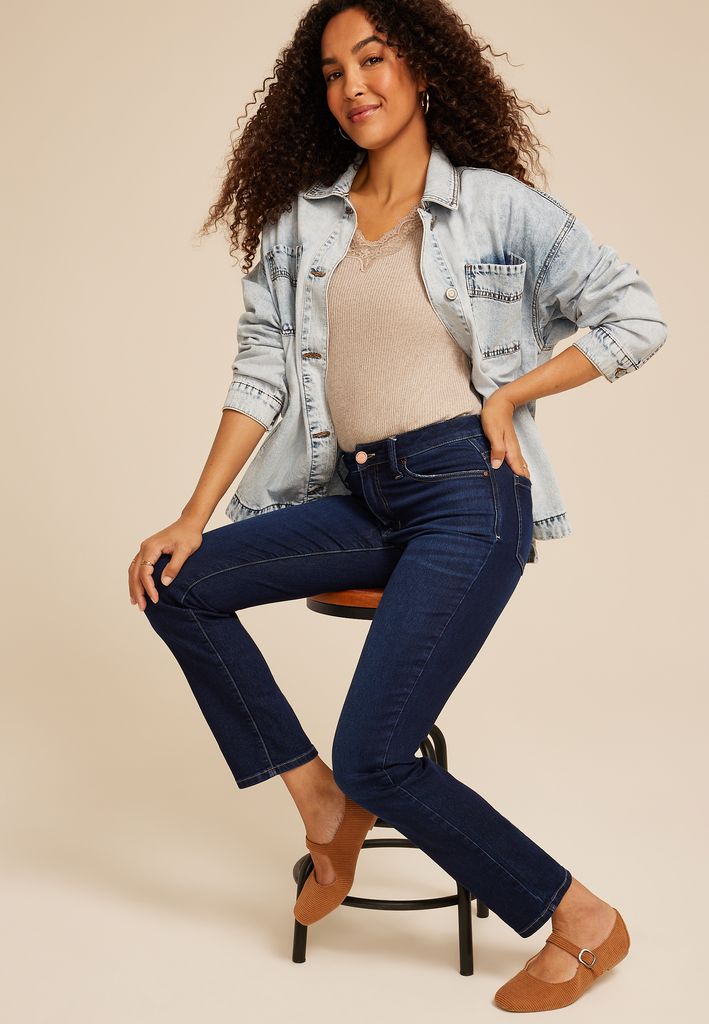 Everflex™ Super Dark High Rise Back Seamed Straight Jean