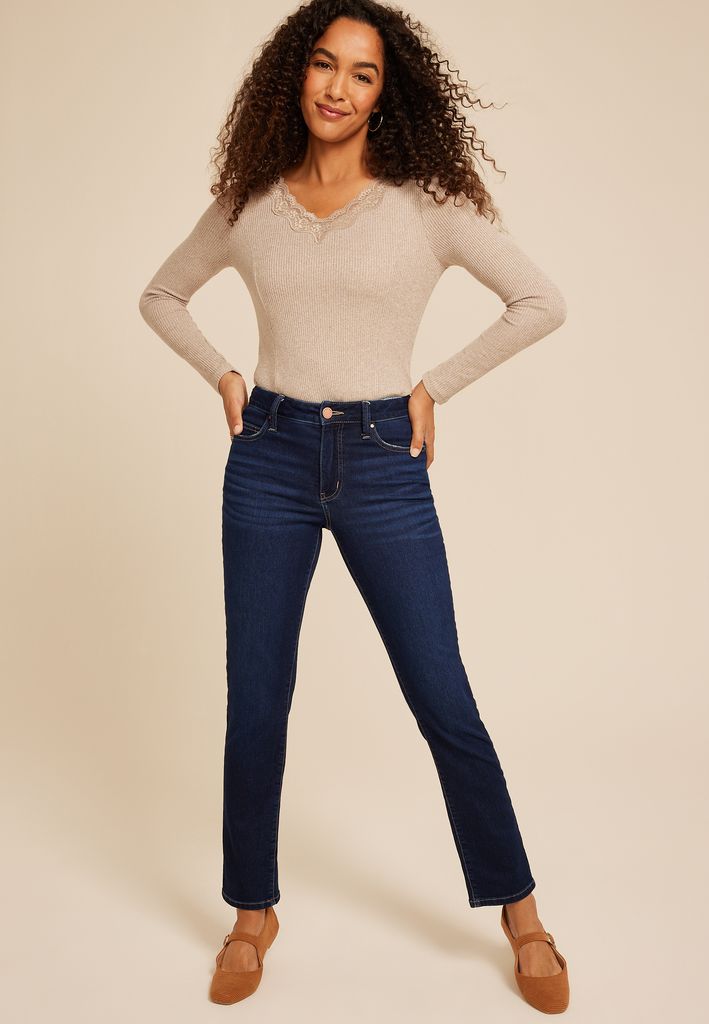 Everflex™ Super Dark High Rise Back Seamed Straight Jean - Image 3