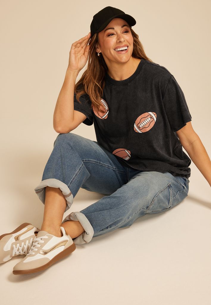 Plus Size Football Oversized Fit Graphic Tee - Image 3