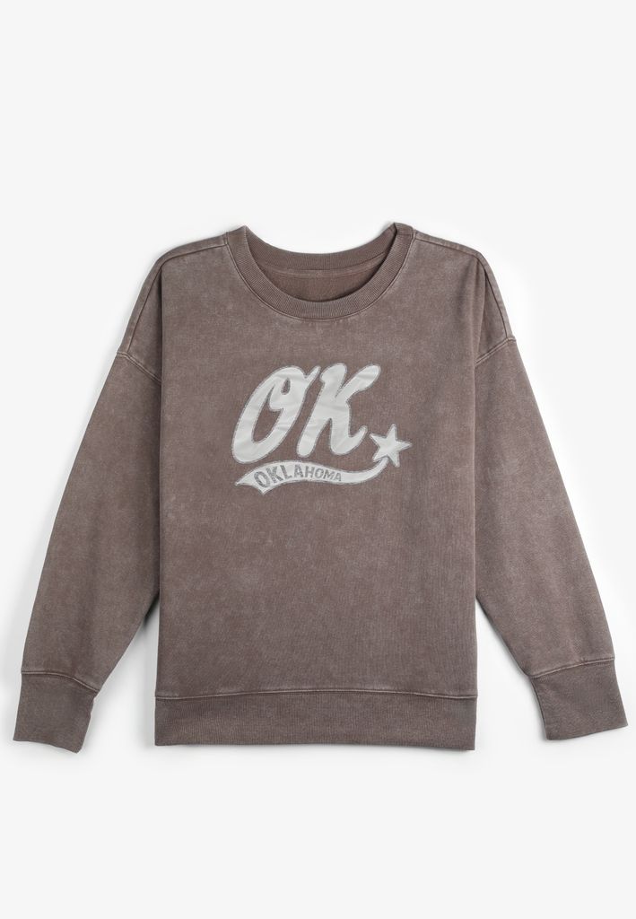 State Satin Letter Crew Neck Sweatshirt