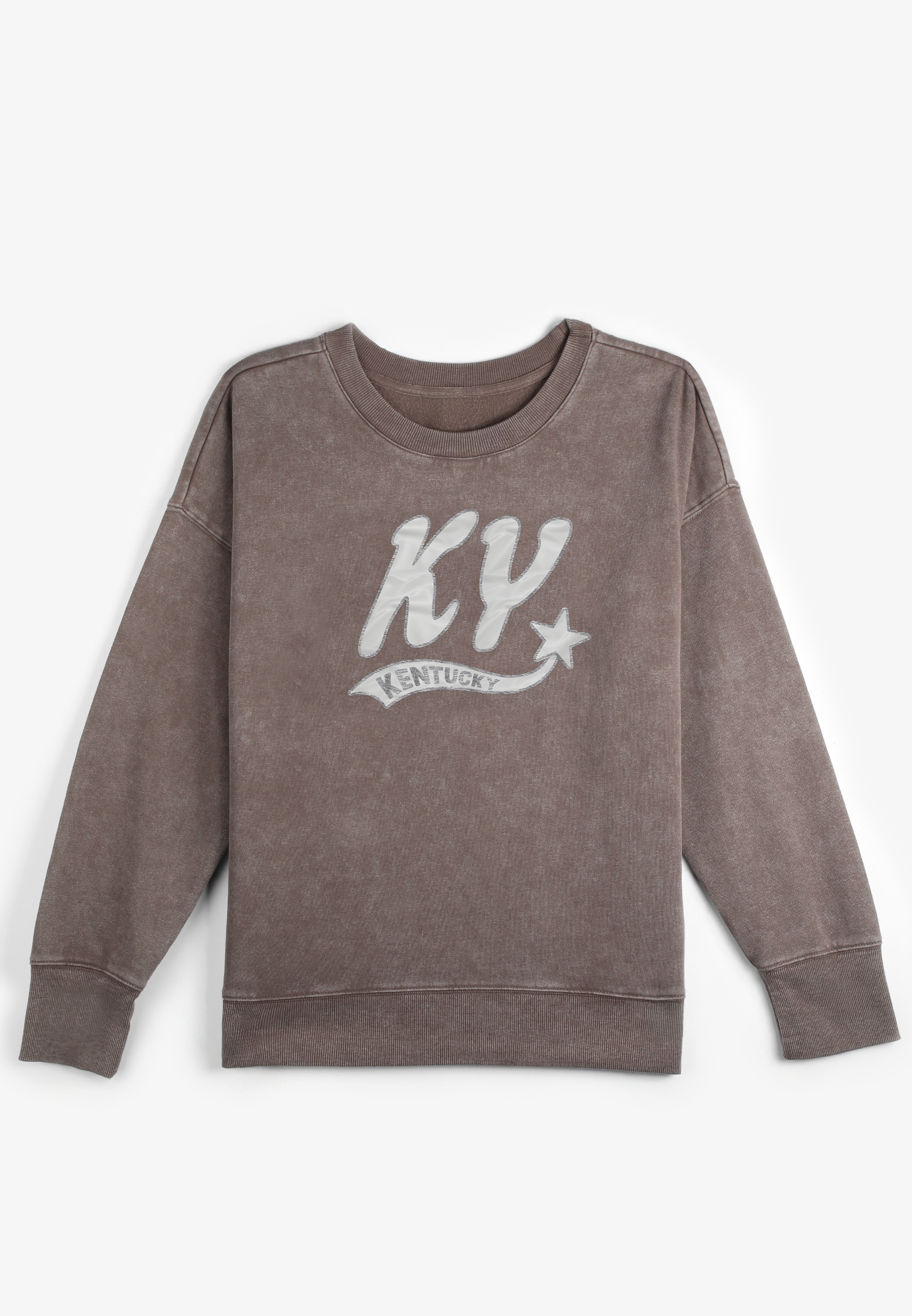 Plus Size State Satin Letter Crew Neck Sweatshirt