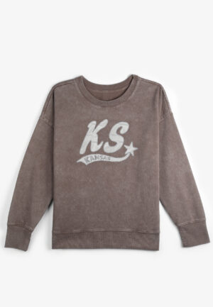 Plus Size State Satin Letter Crew Neck Sweatshirt