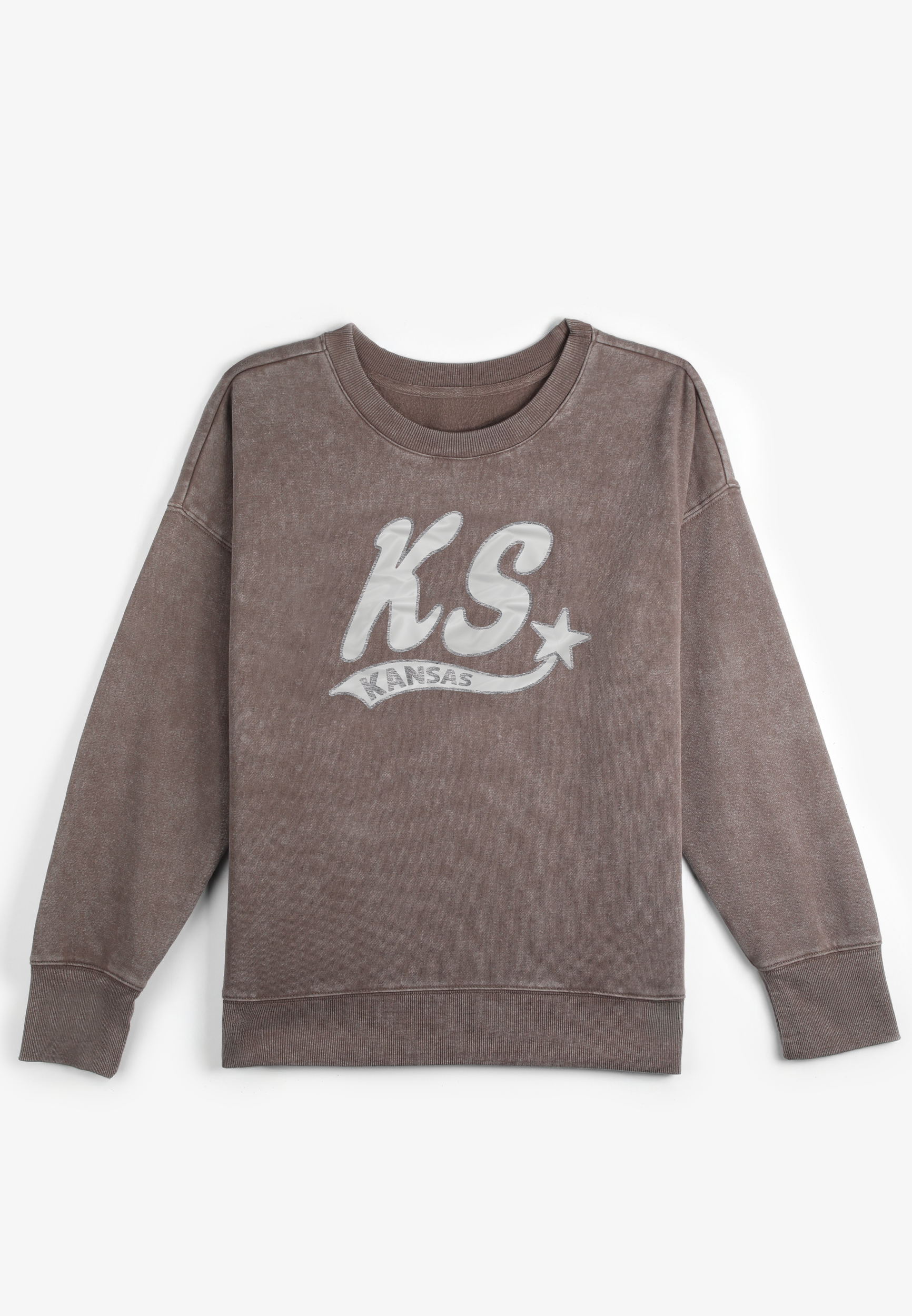 Plus Size State Satin Letter Crew Neck Sweatshirt