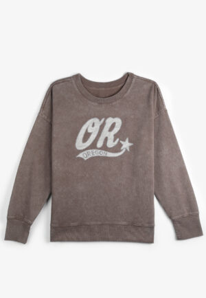 Plus Size State Satin Letter Crew Neck Sweatshirt