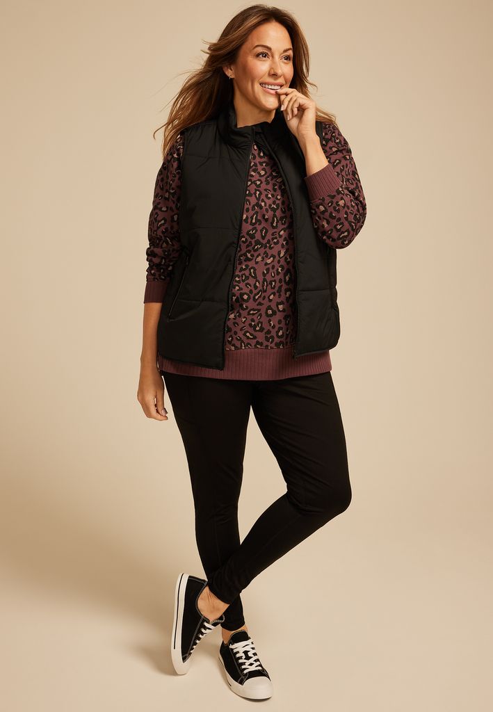Plus Size Willowsoft Leopard Tunic Sweatshirt - Image 3