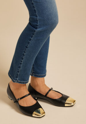 SuperCush Gold Cap Toe Mary Jane Ballet Flats