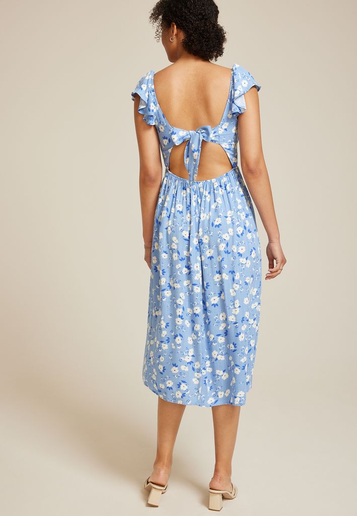 Band Of The Free Floral Flutter Sleeve Midi Dress - Image 2