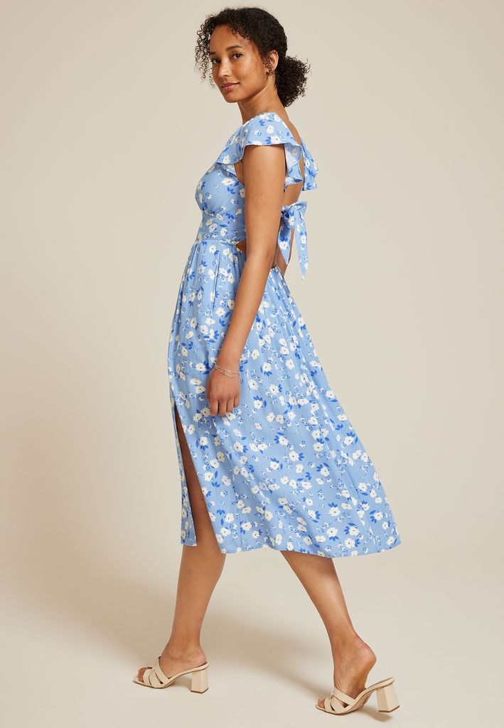 Band Of The Free Floral Flutter Sleeve Midi Dress - Image 3