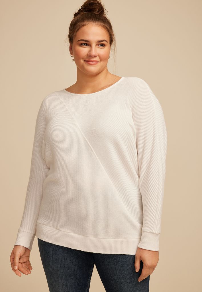 Plus Size 24/7 Dakota Diagonal Seam Long Sleeve Tee - Image 3