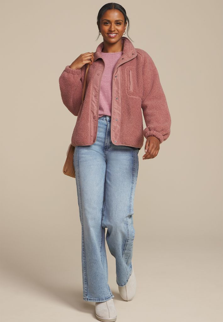 Sherpa Snap Button Front Jacket - Image 3