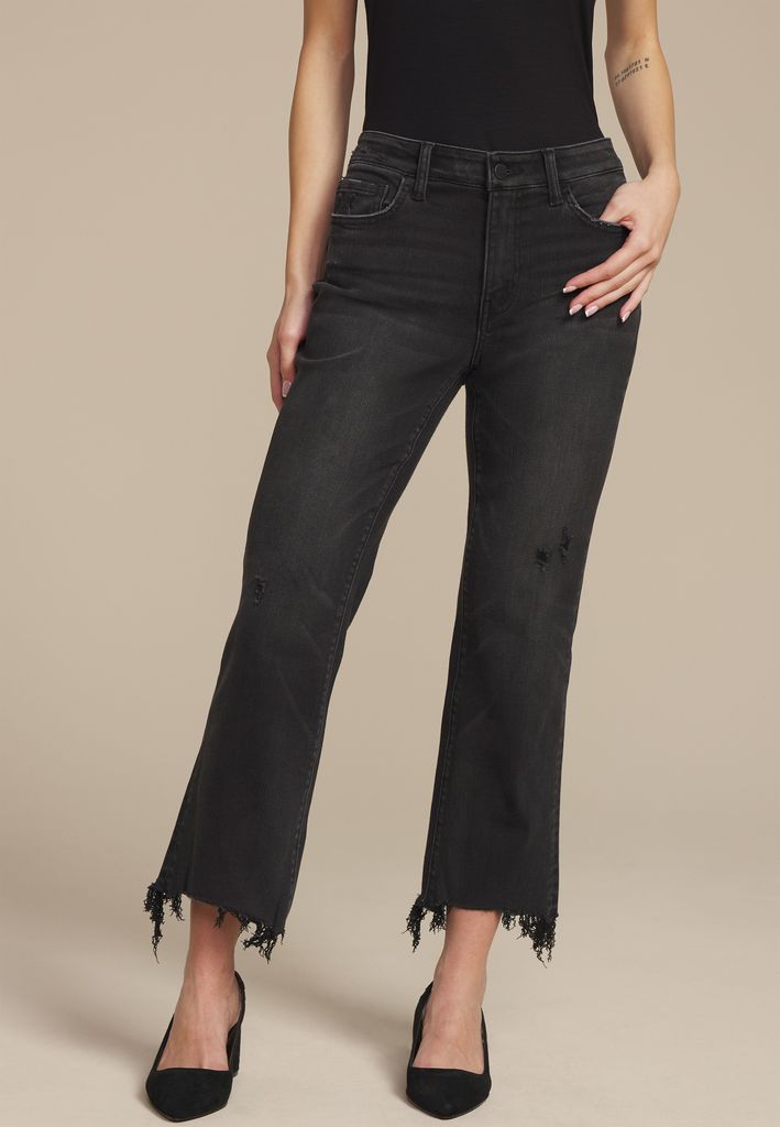 Flying Monkey™ Black Mid Rise Fray Hem Ankle Boot Jean