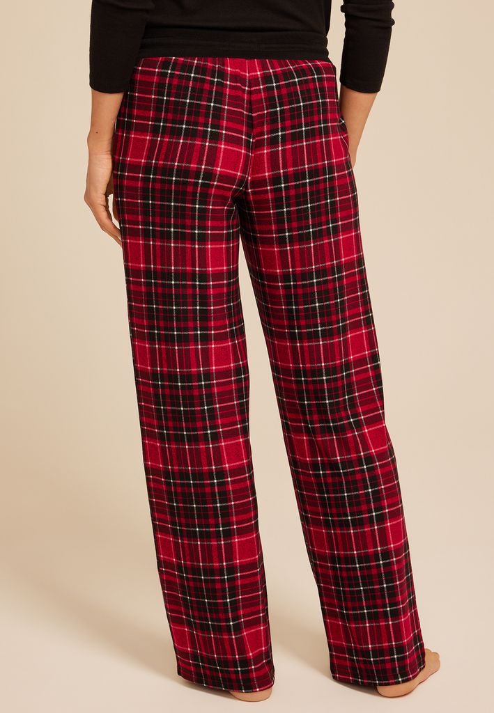 Hacci Red Plaid Wide Leg Pajama Pants - Image 2